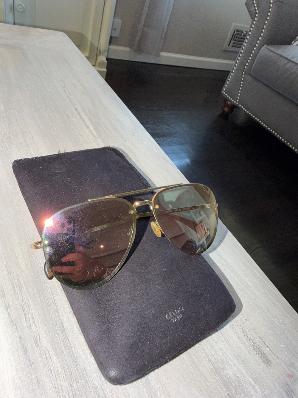 Celine Gold Frame Aviator Sunglasses with Brown Lenses